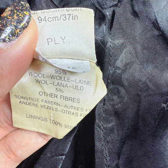 Vintage Jaeger Plaid Blazer Black Tan Wool Blend Sparkle‎ Button Jacket Women M - Picture 7 of 10